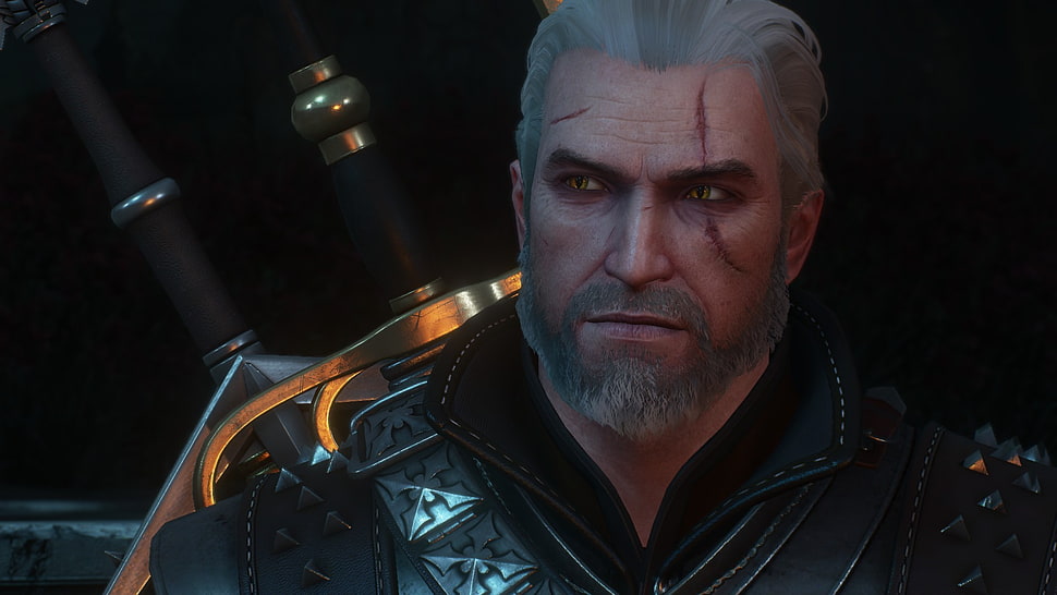 men's black and white button-up shirt, The Witcher 3: Wild Hunt, Geralt of Rivia HD wallpaper