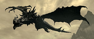 black wyvern, video games, The Elder Scrolls V: Skyrim, dragon, Alduin HD wallpaper
