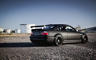 black BMW coupe, BMW, E-46, car, black cars