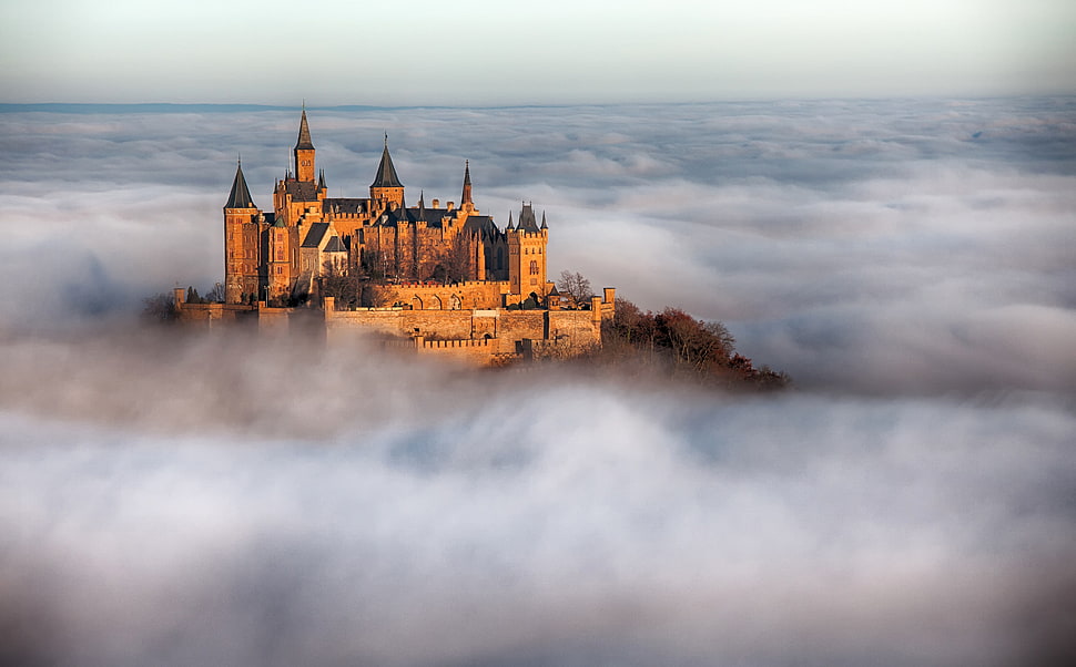 castle house, building, castle, Germany, mist HD wallpaper