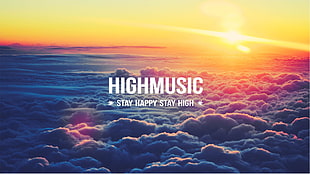 cloud with highmusic text overlay, Highmusic , clouds, happy HD wallpaper