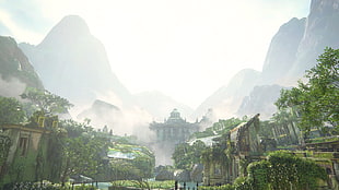 green leafed trees, Uncharted 4: A Thief's End, mountains, house, castle HD wallpaper