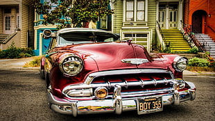 vintage red car, Chevrolet, vintage, car, Oldtimer HD wallpaper