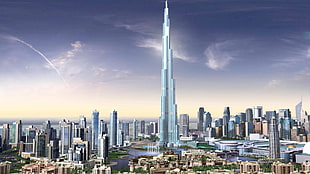 Burj Khalifa during daytime in Animated illustration HD wallpaper