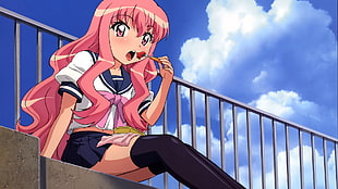 woman in school uniform anime character illustration HD wallpaper