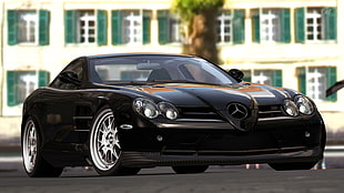 black Mercedes-Benz coupe, Mercedes-Benz SLR, car, Gran Turismo 5, video games HD wallpaper