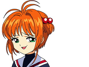 female anime character with orange hair HD wallpaper