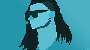 man wearing sunglasses illustration, Skrillex, minimalism, illustration, face