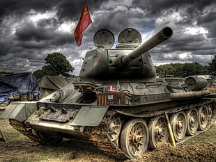 black bulldozer tank, tank, T34-85, HDR, military HD wallpaper