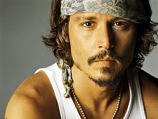 Johnny depp,  Scarf,  Vest,  Eye HD wallpaper