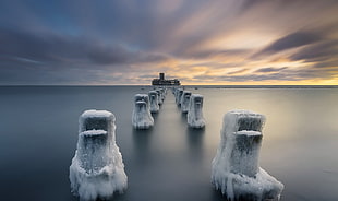 time-lapsed photo of body of water, ice, sky, nature, sea