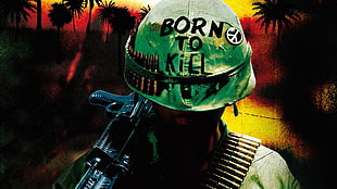 black assault rifle photo, Full Metal Jacket, artwork, gun, Vietnam War HD wallpaper