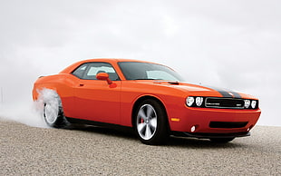 orange Chevrolet Camaro coupe, car, orange cars, Dodge Challenger