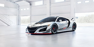 white and black Acura NSX GT3 HD wallpaper