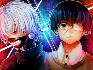 two male anime characters illustration, Tokyo Ghoul, Kaneki Ken HD wallpaper