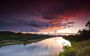 body of water, nature, landscape, river, sunset