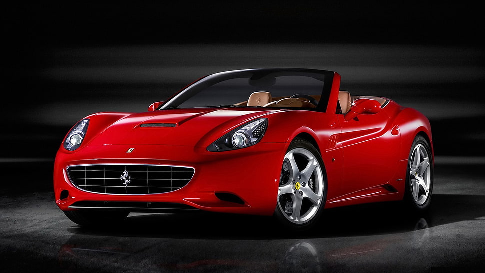 red Mercedes-Benz sedan, Ferrari California, car HD wallpaper