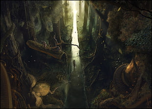 forest, river, artwork, fantasy art