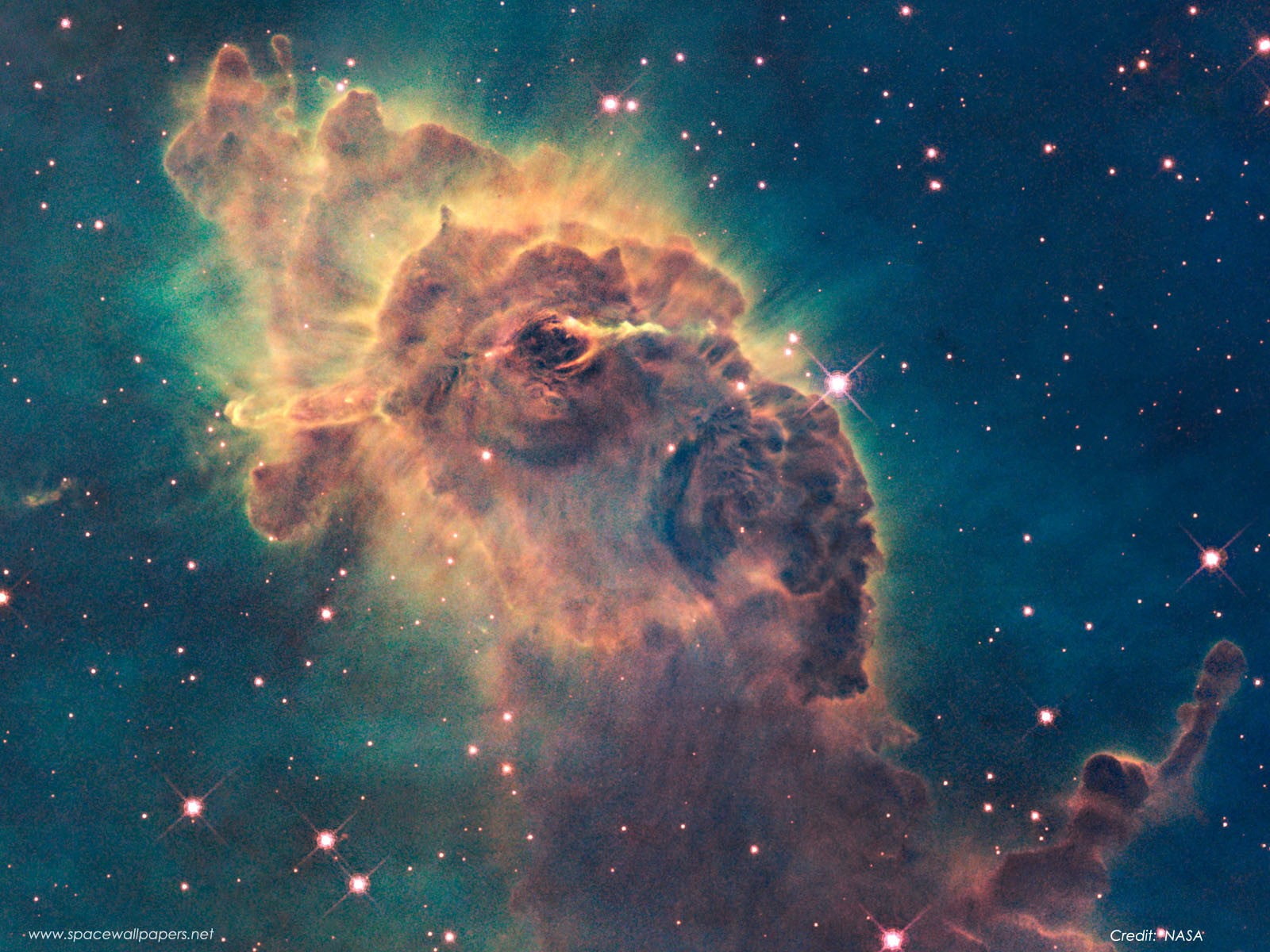 Green and orange nebula, space, space art, space clouds, nebula HD ...