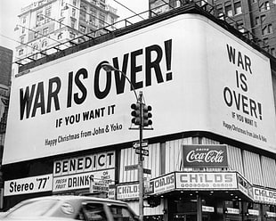 War Is Over! signage, John Lennon, Yoko Ono, protestors, Vietnam War HD wallpaper