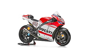 red and white Ducati motorcycle HD wallpaper