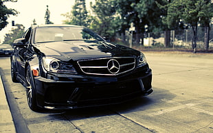 black Mercedes-Benz car, Mercedes Benz, Mercedes-Benz HD wallpaper