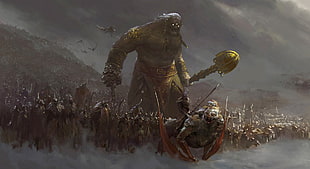 game application screenshot, fantasy art, giant, army