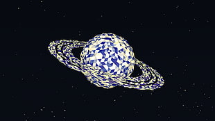 white and blue planet Saturn illustration screenshot HD wallpaper