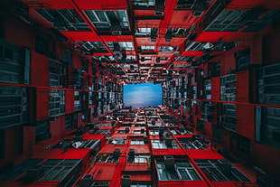 red and black metal frame, Hong Kong, apartments, cityscape HD wallpaper