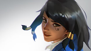 black-haired anime character illustration, Overwatch, video games, digital art, Pharah (Overwatch) HD wallpaper