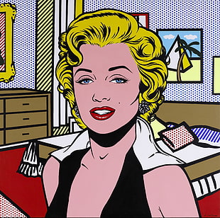 Marilyn Monroe cartoon character, vintage, Roy Lichtenstein, pop art HD wallpaper
