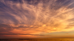 white clouds, beach, sunset, sea, clouds