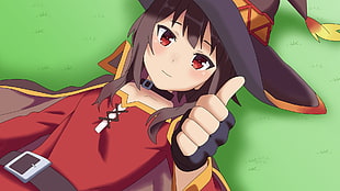 female character wearing magician costume illustration, Kono Subarashii Sekai ni Shukufuku wo!, Megumin