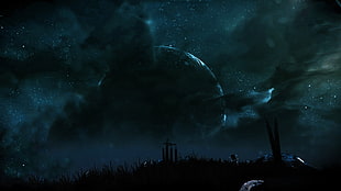 gray moon graphic wallpaper, the solus project, night sky HD wallpaper