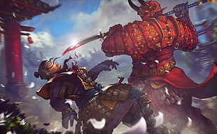 Samurai game digital wallpaper, fantasy art, warrior, samurai HD wallpaper