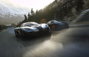 silver sports car, video games, Driveclub, Koenigsegg One:1, Koenigsegg HD wallpaper