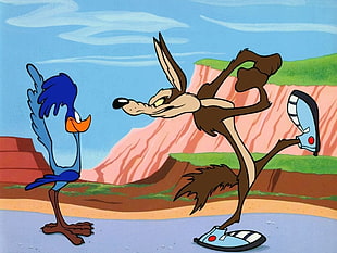 Road Runner and Willie Cayote, Wile E. Coyote, Road Runner, cartoon, Looney Tunes HD wallpaper