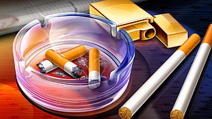 cigarette stick, ashtray, and flip lighter HD wallpaper