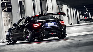 black coupe with spoiler, car, JDM, Scion FR-S, tuning HD wallpaper