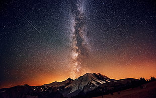 gray mountain during night