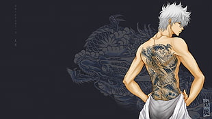 Gintama Gintoki Sakata, Gintama, Sakata Gintoki, dragon, tattoo HD wallpaper