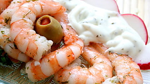 steamed shrimp with mayonnaise HD wallpaper