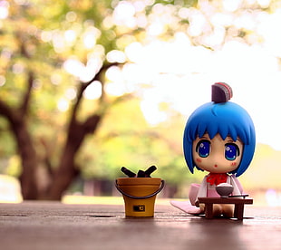 female anime character with blue hair figure
