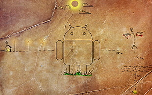brown and green Android logo drawing HD wallpaper