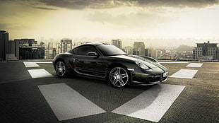 black Porsche 911, car, Porsche Cayman HD wallpaper