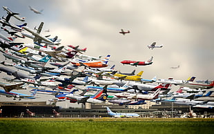 assorted-color plane lot, airplane, Germany, airport, aircraft HD wallpaper
