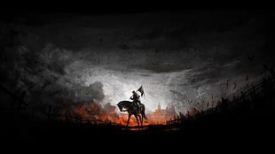person riding horse during night time HD wallpaper