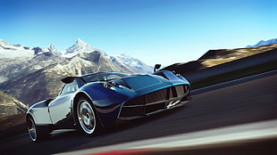 blue sports car illustration, car, Pagani, Pagani Huayra, vehicle HD wallpaper
