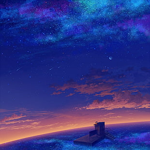 artwork, anime, sky, stars