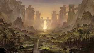castle painting, fantasy art, fantasy city, Battlegrounds of Eldhelm, video games